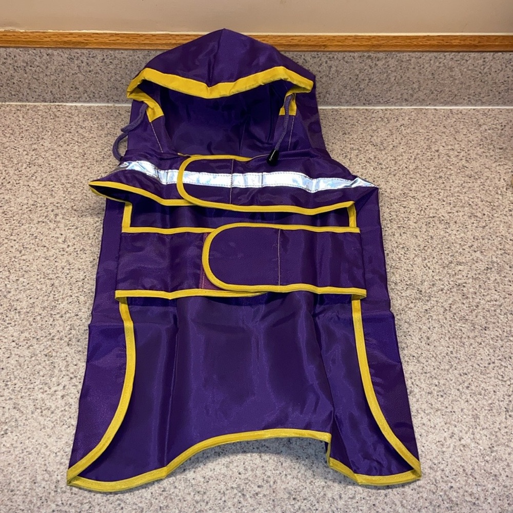 New Collegiate Rain Pet Slicker NCAA LSU Tigers Purple/Yellow Reflective Large - Picture 4 of 7